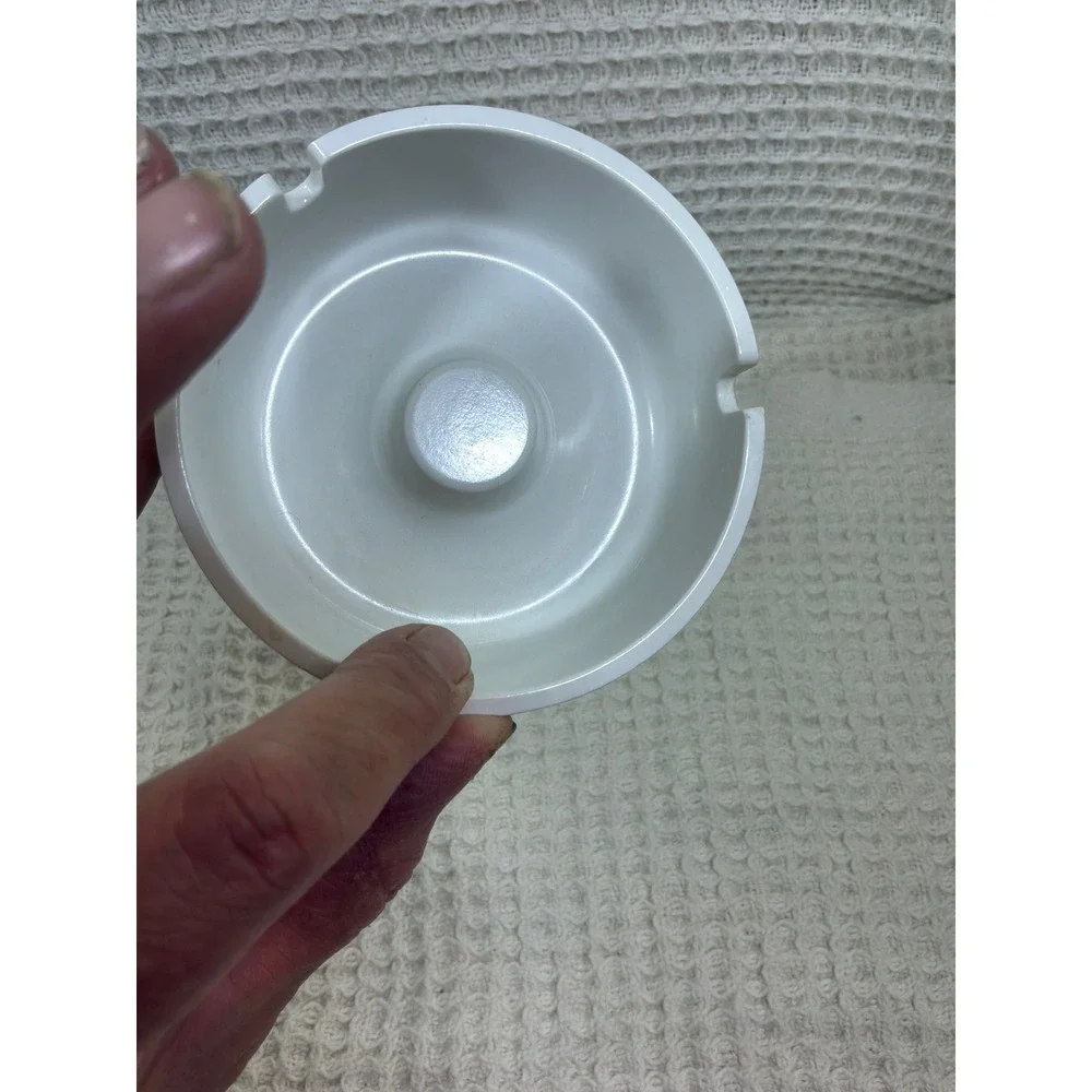 Vintage Busch Beer American Urnapress Melamine Ashtray White Blue Round‎ MCM